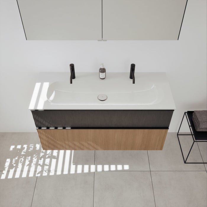 burgbad Fiumo 2.0 Mineralguss-Waschtisch mit Waschtischunterschrank 122 cm, mit Griff G0200