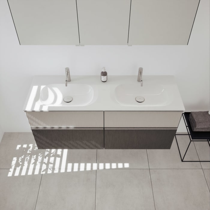 burgbad Fiumo 2.0 Mineralguss-Waschtisch mit Waschtischunterschrank 142 cm, mit Griff G0146