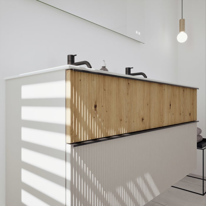 burgbad Fiumo 2.0 Mineralguss-Waschtisch mit Waschtischunterschrank 122 cm, mit Griff G0200