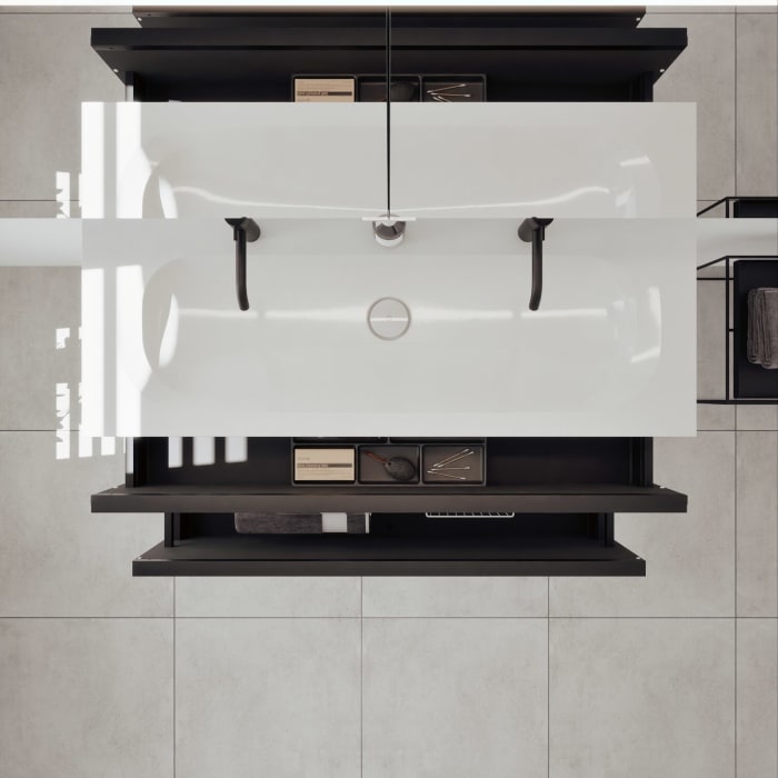 burgbad Fiumo 2.0 Mineralguss-Waschtisch mit Waschtischunterschrank 122 cm, mit Griff G0200