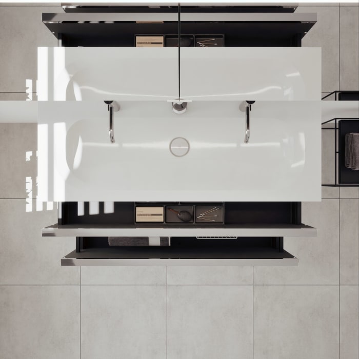 burgbad Fiumo 2.0 Mineralguss-Waschtisch mit Waschtischunterschrank 122 cm, mit Griff G0146