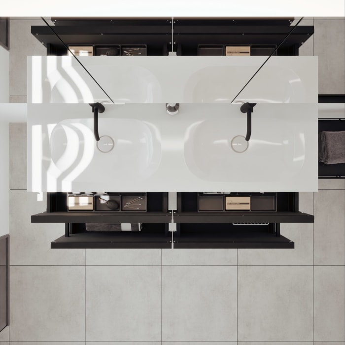 burgbad Fiumo 2.0 Mineralguss-Waschtisch mit Waschtischunterschrank 142 cm, mit Griff G0200