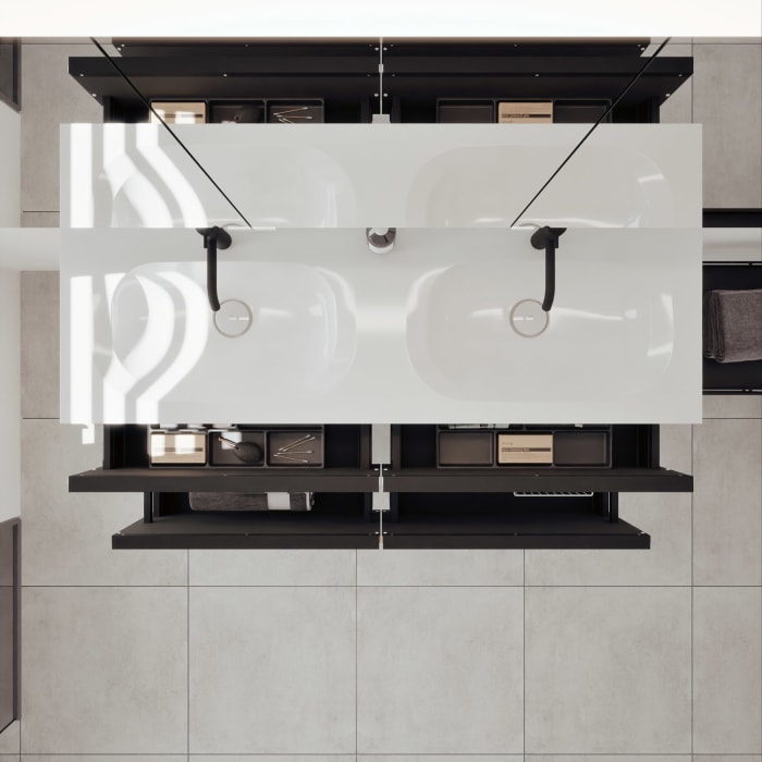 burgbad Fiumo 2.0 Mineralguss-Waschtisch mit Waschtischunterschrank 142 cm, mit Griff G0200