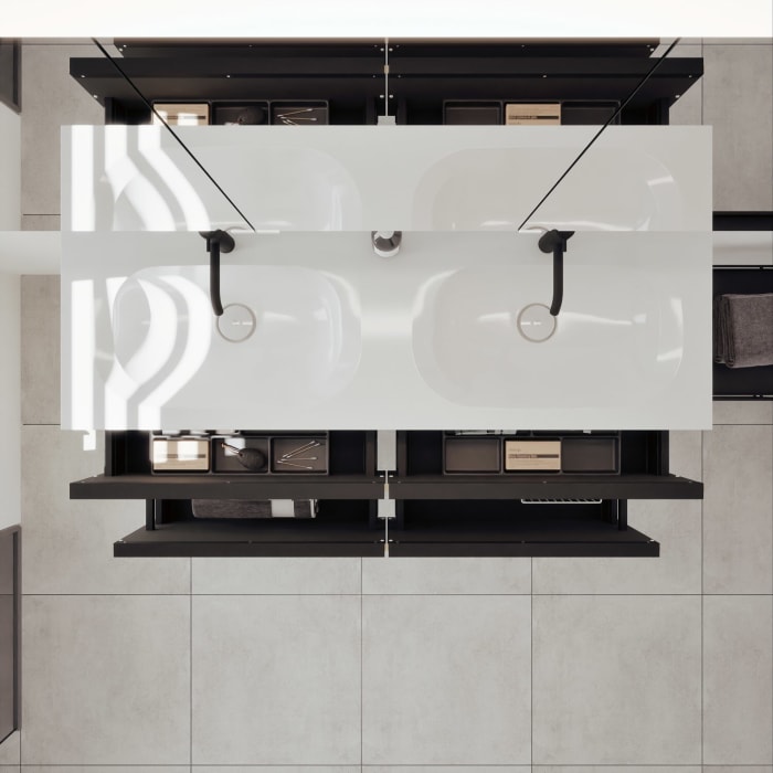 burgbad Fiumo 2.0 Mineralguss-Waschtisch mit Waschtischunterschrank 142 cm, mit Griff G0200