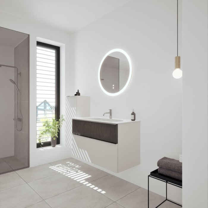 burgbad Fiumo 2.0 Mineralguss-Waschtisch mit Waschtischunterschrank 102 cm, mit Griff G0146