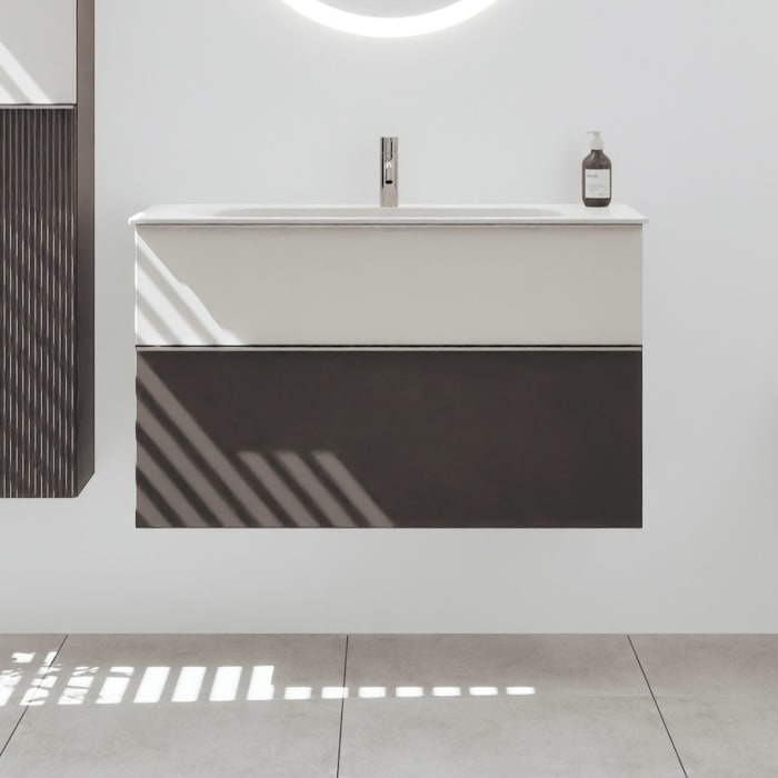 burgbad Fiumo 2.0 Mineralguss-Waschtisch mit Waschtischunterschrank 102 cm, mit Griff G0146