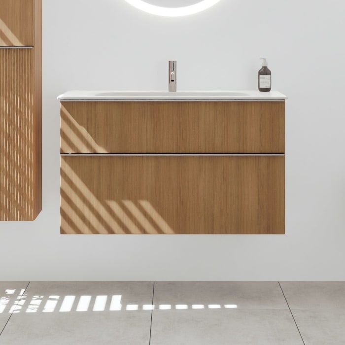 burgbad Fiumo 2.0 Mineralguss-Waschtisch mit Waschtischunterschrank 102 cm, mit Griff G0146