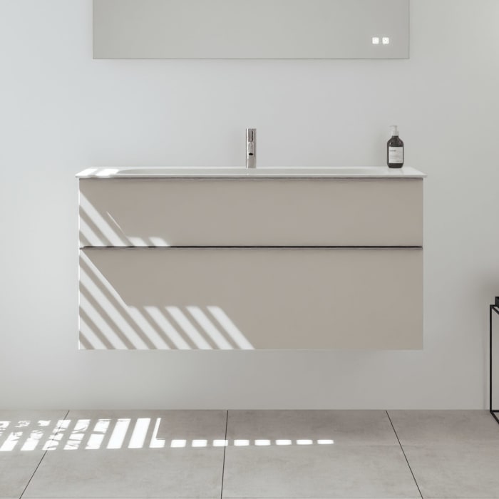 burgbad Fiumo 2.0 Mineralguss-Waschtisch mit Waschtischunterschrank 122 cm, mit Griff G0146