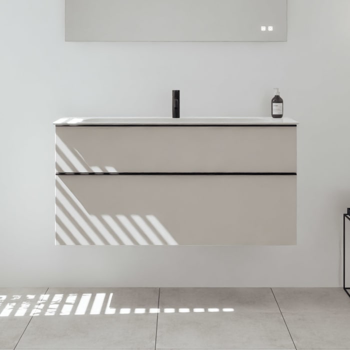 burgbad Fiumo 2.0 Mineralguss-Waschtisch mit Waschtischunterschrank 122 cm, mit Griff G0200