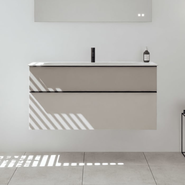 burgbad Fiumo 2.0 Mineralguss-Waschtisch mit Waschtischunterschrank 122 cm, mit Griff G0200