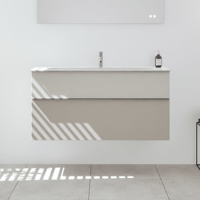 burgbad Fiumo 2.0 Mineralguss-Waschtisch mit Waschtischunterschrank 122 cm, mit Griff G0146