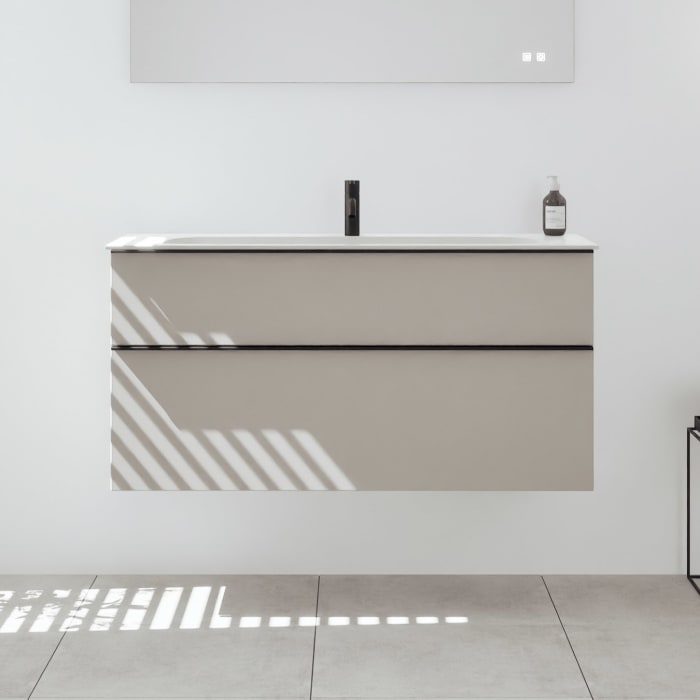 burgbad Fiumo 2.0 Mineralguss-Waschtisch mit Waschtischunterschrank 122 cm, mit Griff G0200