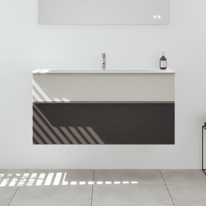 burgbad Fiumo 2.0 Mineralguss-Waschtisch mit Waschtischunterschrank 122 cm, mit Griff G0146