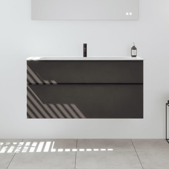 burgbad Fiumo 2.0 Mineralguss-Waschtisch mit Waschtischunterschrank 122 cm, mit Griff G0200