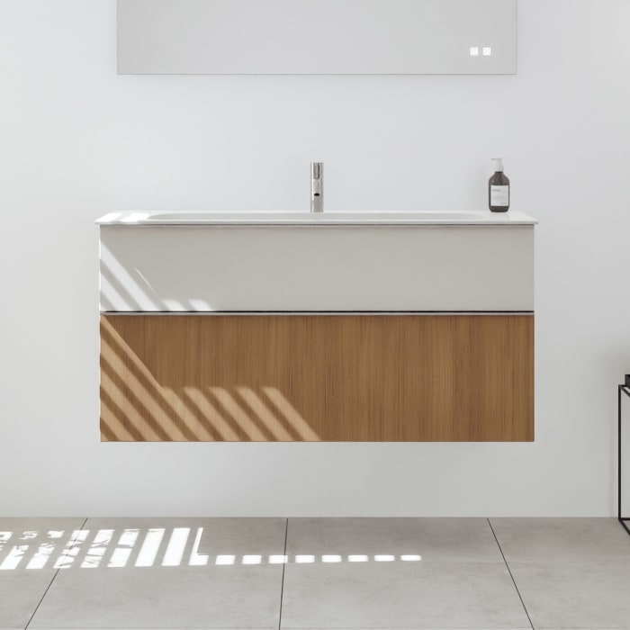 burgbad Fiumo 2.0 Mineralguss-Waschtisch mit Waschtischunterschrank 122 cm, mit Griff G0146