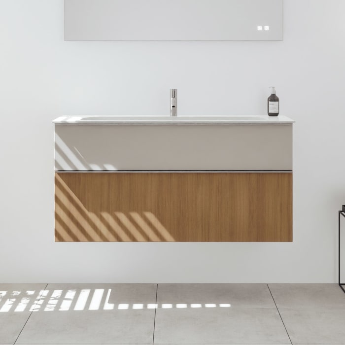 burgbad Fiumo 2.0 Mineralguss-Waschtisch mit Waschtischunterschrank 122 cm, mit Griff G0146