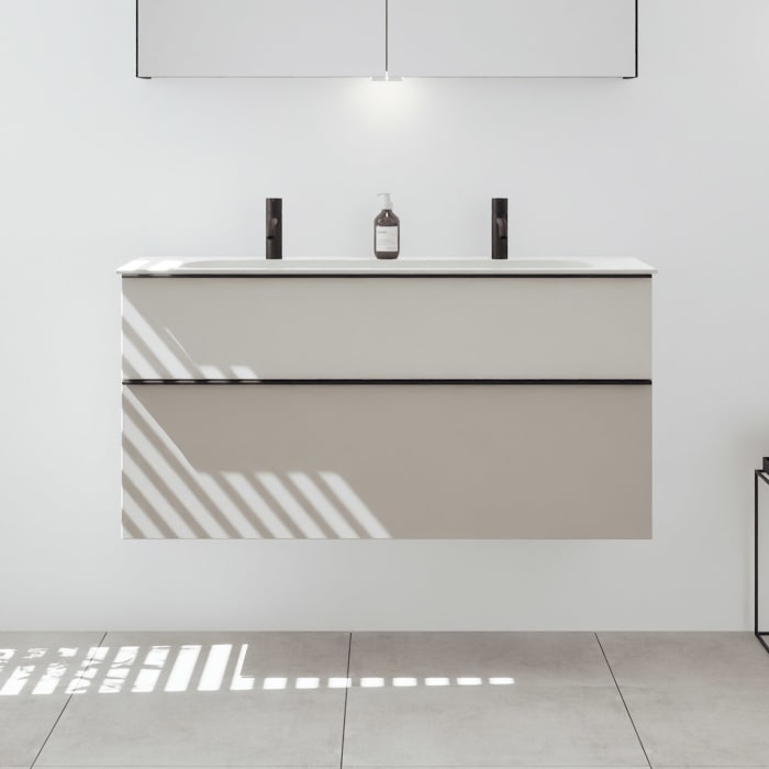 burgbad Fiumo 2.0 Mineralguss-Waschtisch mit Waschtischunterschrank 122 cm, mit Griff G0200