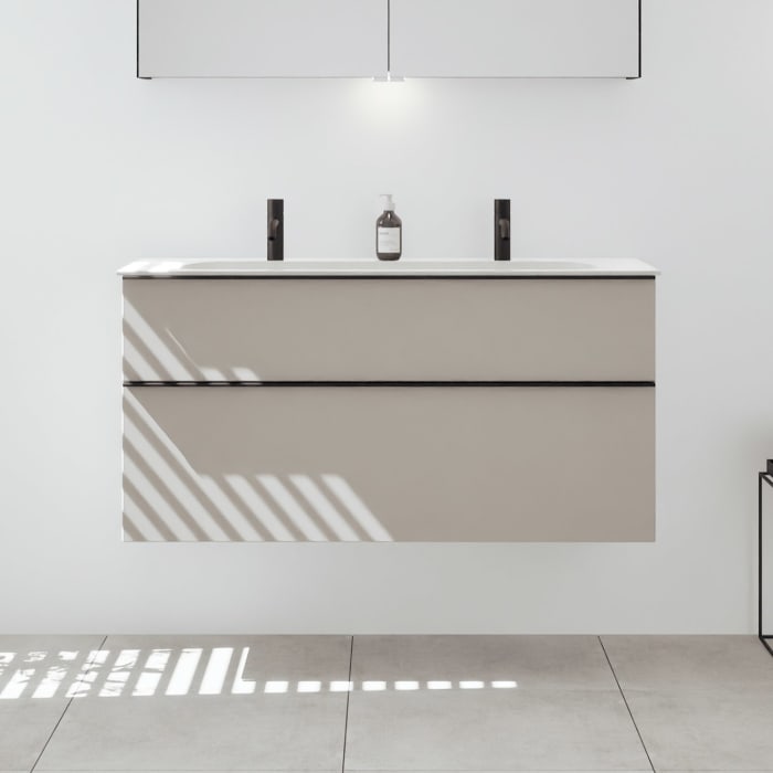 burgbad Fiumo 2.0 Mineralguss-Waschtisch mit Waschtischunterschrank 122 cm, mit Griff G0200