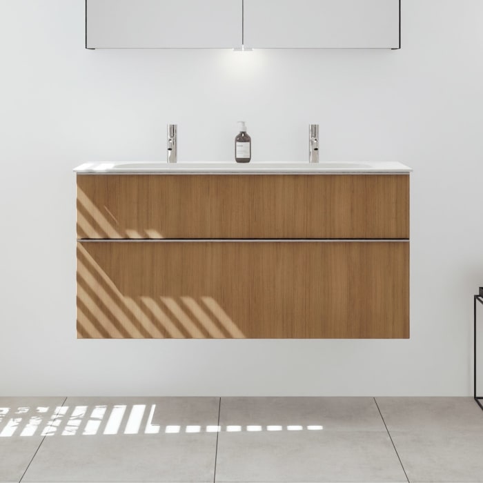 burgbad Fiumo 2.0 Mineralguss-Waschtisch mit Waschtischunterschrank 122 cm, mit Griff G0146