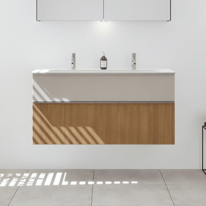 burgbad Fiumo 2.0 Mineralguss-Waschtisch mit Waschtischunterschrank 122 cm, mit Griff G0146