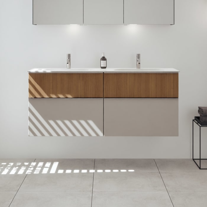 burgbad Fiumo 2.0 Mineralguss-Waschtisch mit Waschtischunterschrank 142 cm, mit Griff G0146