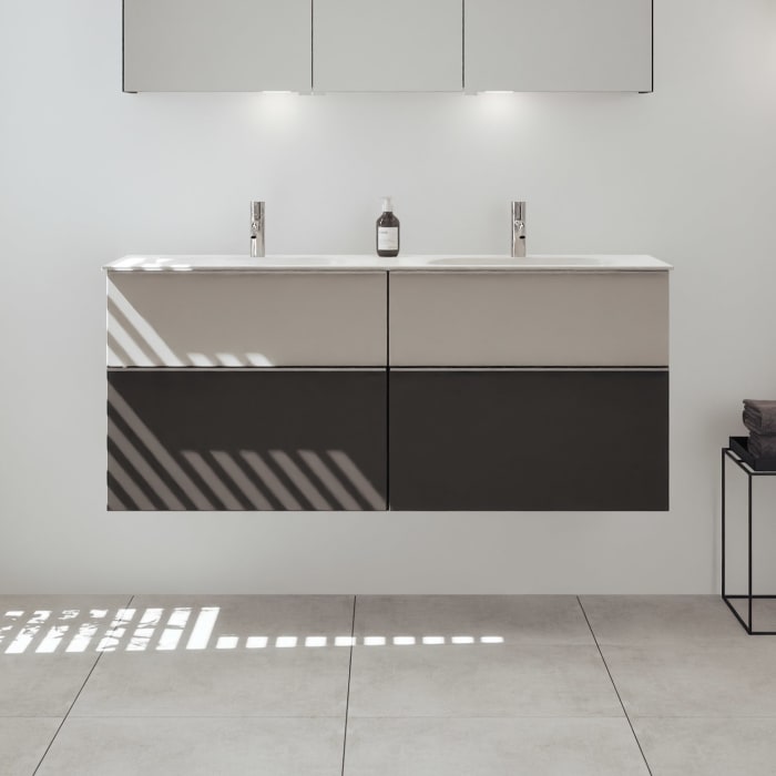 burgbad Fiumo 2.0 Mineralguss-Waschtisch mit Waschtischunterschrank 142 cm, mit Griff G0146