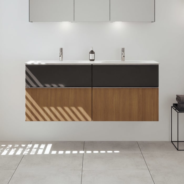 burgbad Fiumo 2.0 Mineralguss-Waschtisch mit Waschtischunterschrank 142 cm, mit Griff G0146