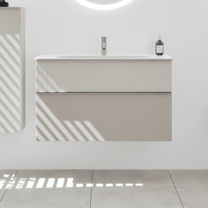 burgbad Fiumo 2.0 Mineralguss-Waschtisch mit Waschtischunterschrank 102 cm, mit Griff G0146