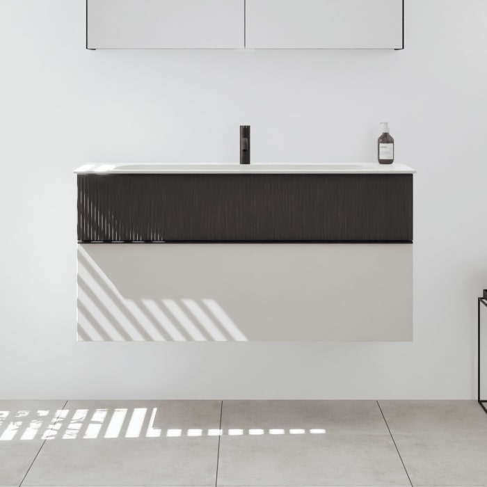 burgbad Fiumo 2.0 Mineralguss-Waschtisch mit Waschtischunterschrank 122 cm, mit Griff G0200