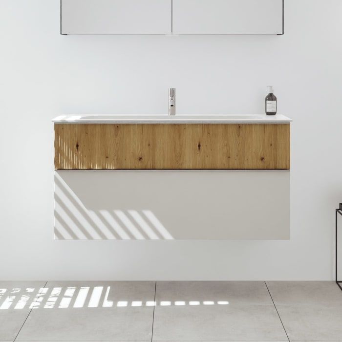 burgbad Fiumo 2.0 Mineralguss-Waschtisch mit Waschtischunterschrank 122 cm, mit Griff G0146