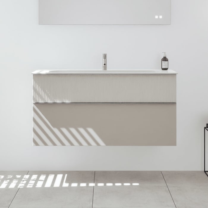 burgbad Fiumo 2.0 Mineralguss-Waschtisch mit Waschtischunterschrank 122 cm, mit Griff G0146