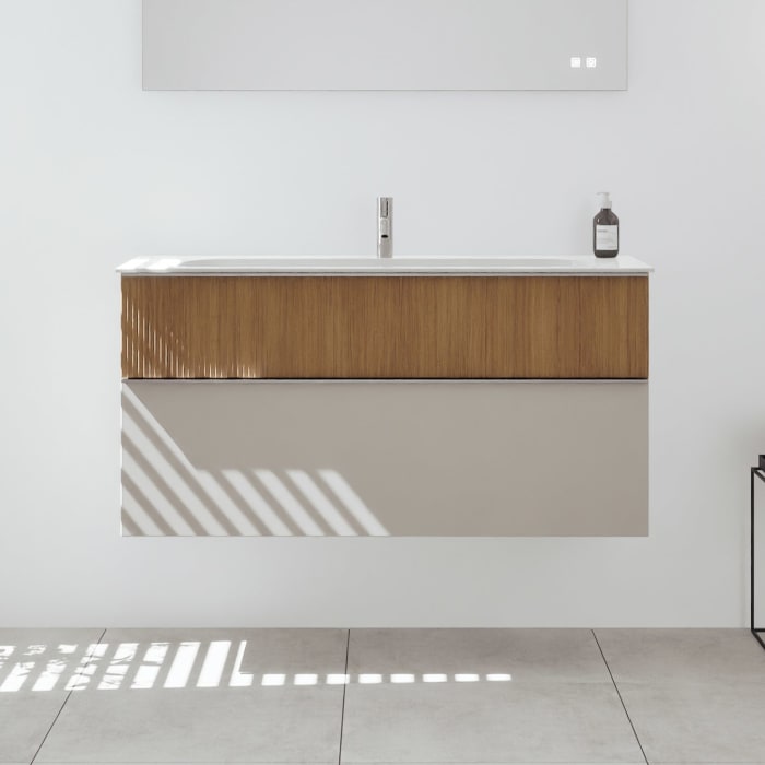 burgbad Fiumo 2.0 Mineralguss-Waschtisch mit Waschtischunterschrank 122 cm, mit Griff G0146