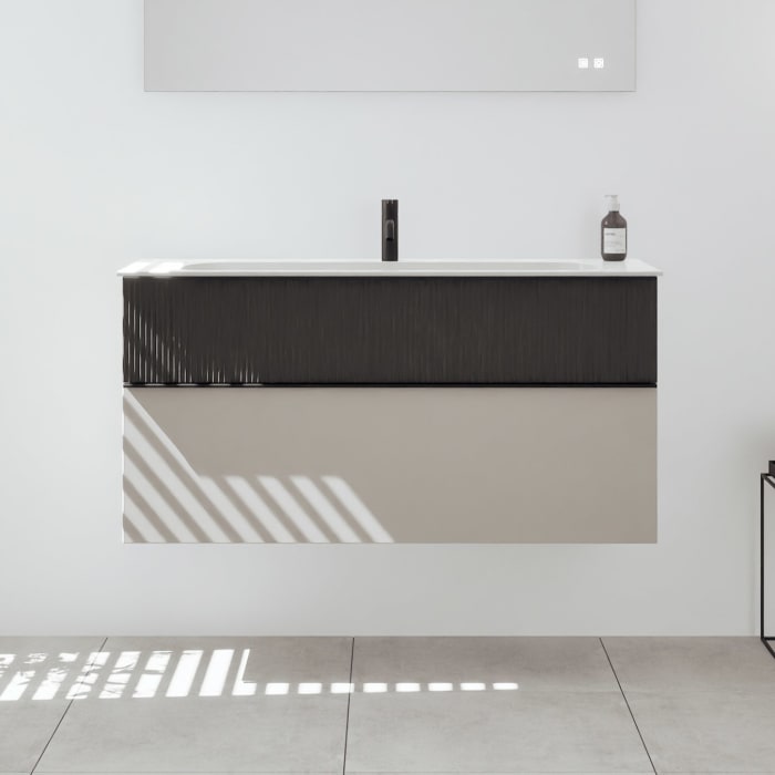 burgbad Fiumo 2.0 Mineralguss-Waschtisch mit Waschtischunterschrank 122 cm, mit Griff G0200