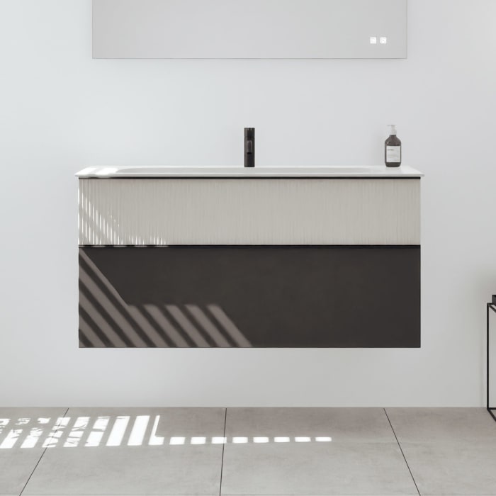 burgbad Fiumo 2.0 Mineralguss-Waschtisch mit Waschtischunterschrank 122 cm, mit Griff G0200