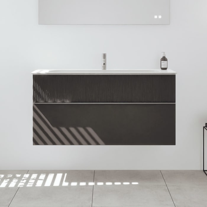 burgbad Fiumo 2.0 Mineralguss-Waschtisch mit Waschtischunterschrank 122 cm, mit Griff G0146