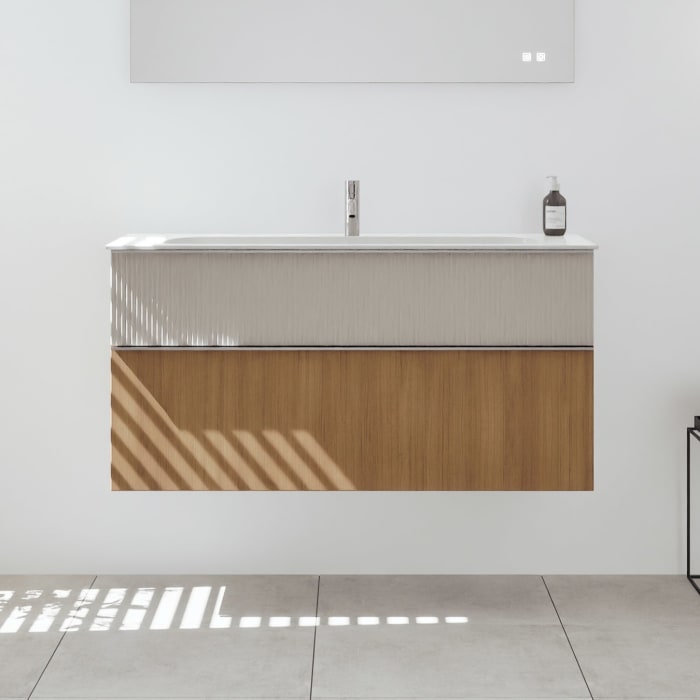 burgbad Fiumo 2.0 Mineralguss-Waschtisch mit Waschtischunterschrank 122 cm, mit Griff G0146