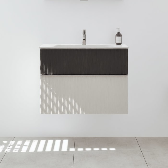 burgbad Fiumo 2.0 Mineralguss-Waschtisch mit Waschtischunterschrank 82 cm, mit Griff G0146