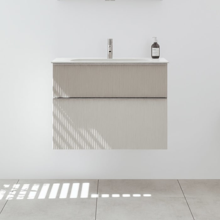 burgbad Fiumo 2.0 Mineralguss-Waschtisch mit Waschtischunterschrank 82 cm, mit Griff G0146