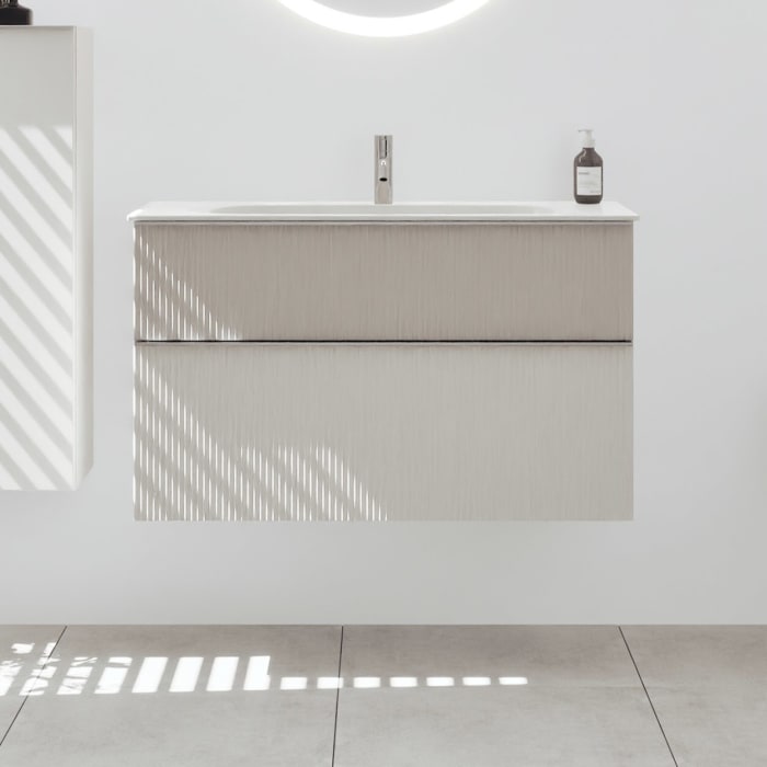 burgbad Fiumo 2.0 Mineralguss-Waschtisch mit Waschtischunterschrank 102 cm, mit Griff G0146