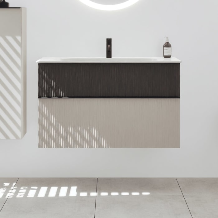 burgbad Fiumo 2.0 Mineralguss-Waschtisch mit Waschtischunterschrank 102 cm, mit Griff G0200