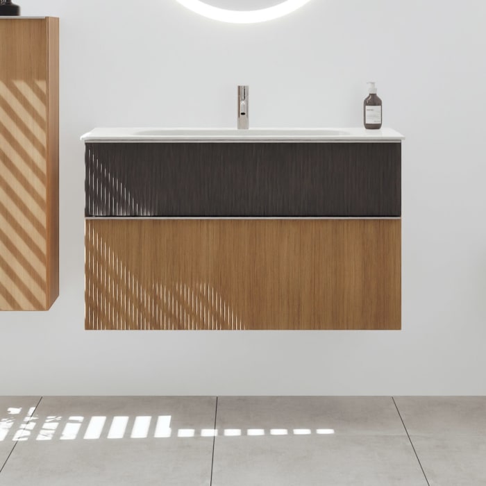 burgbad Fiumo 2.0 Mineralguss-Waschtisch mit Waschtischunterschrank 102 cm, mit Griff G0146