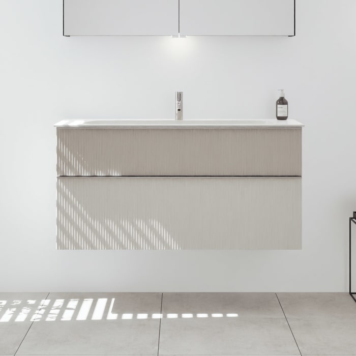 burgbad Fiumo 2.0 Mineralguss-Waschtisch mit Waschtischunterschrank 122 cm, mit Griff G0146