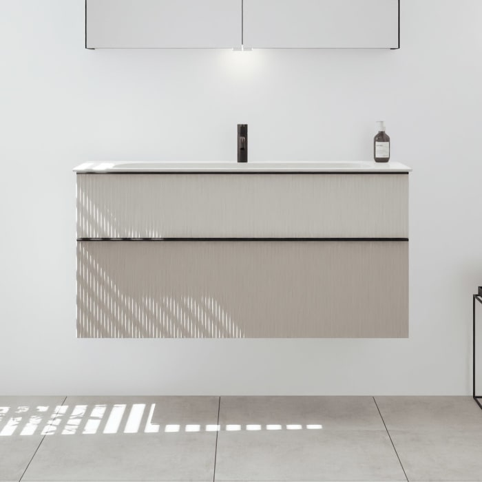 burgbad Fiumo 2.0 Mineralguss-Waschtisch mit Waschtischunterschrank 122 cm, mit Griff G0200