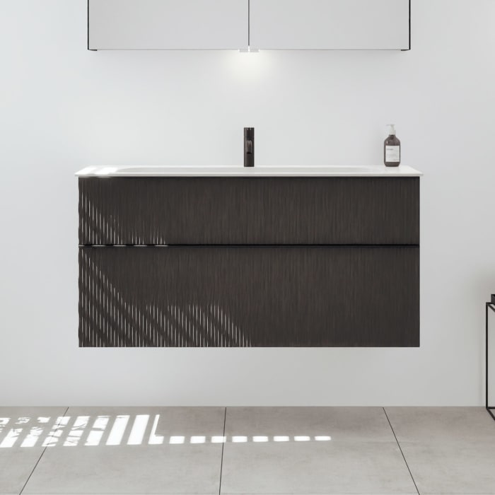 burgbad Fiumo 2.0 Mineralguss-Waschtisch mit Waschtischunterschrank 122 cm, mit Griff G0200