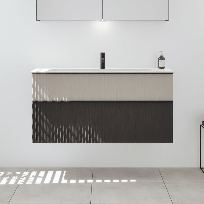 burgbad Fiumo 2.0 Mineralguss-Waschtisch mit Waschtischunterschrank 122 cm, mit Griff G0200