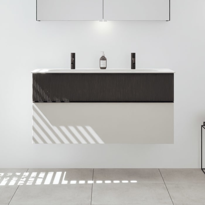 burgbad Fiumo 2.0 Mineralguss-Waschtisch mit Waschtischunterschrank 122 cm, mit Griff G0200