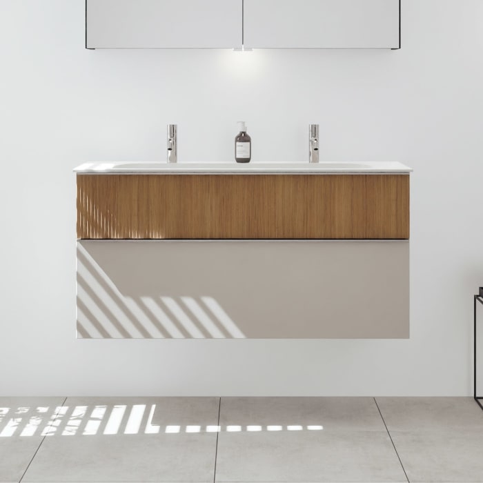 burgbad Fiumo 2.0 Mineralguss-Waschtisch mit Waschtischunterschrank 122 cm, mit Griff G0146