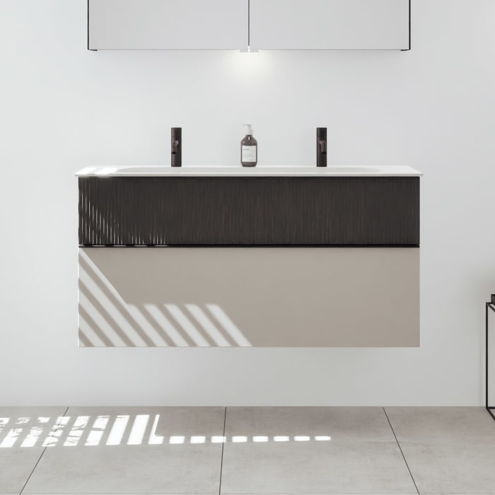 burgbad Fiumo 2.0 Mineralguss-Waschtisch mit Waschtischunterschrank 122 cm, mit Griff G0200