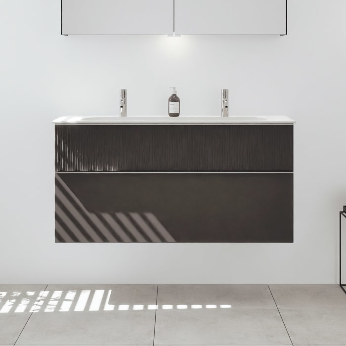 burgbad Fiumo 2.0 Mineralguss-Waschtisch mit Waschtischunterschrank 122 cm, mit Griff G0146