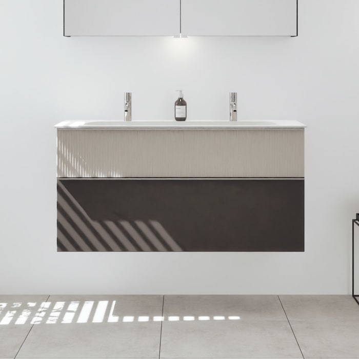 burgbad Fiumo 2.0 Mineralguss-Waschtisch mit Waschtischunterschrank 122 cm, mit Griff G0146